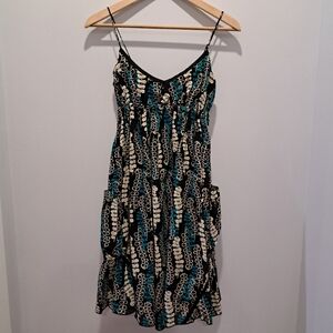 Vtg Wet Seal Black & Turquoise 90s Y2K Grunge Fairy Babydoll Mini Dress Womens S